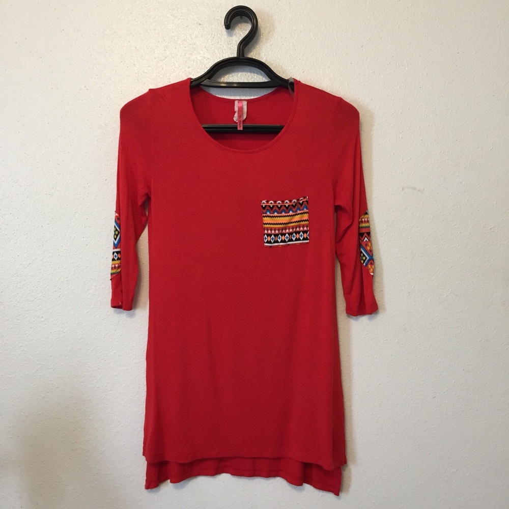 Si Style Tunic Knit Top Geometric Blouse